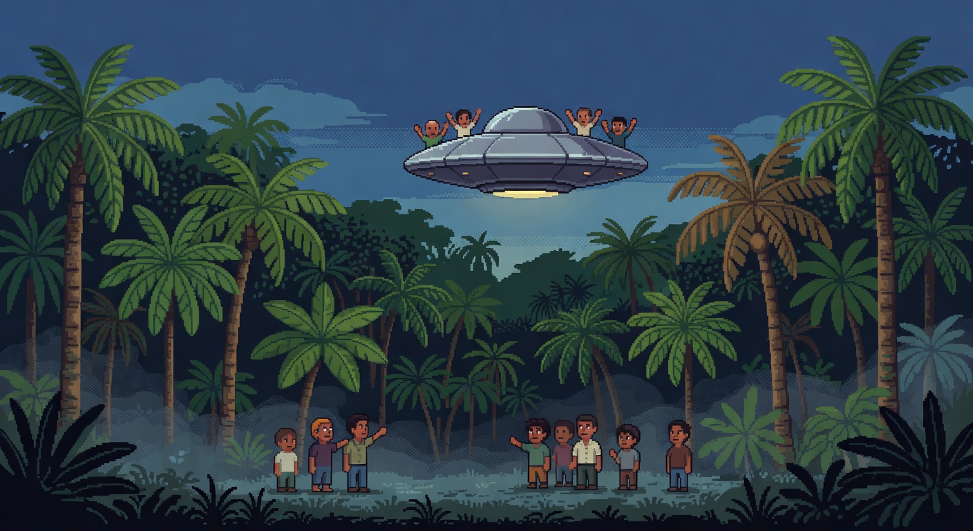 Boianai 1959 UFO Figures Wave at Witnesses