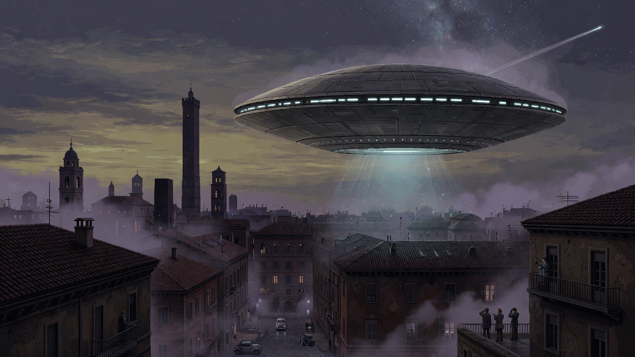 Disc Hovers Silently Above Bologna Italy in 1954