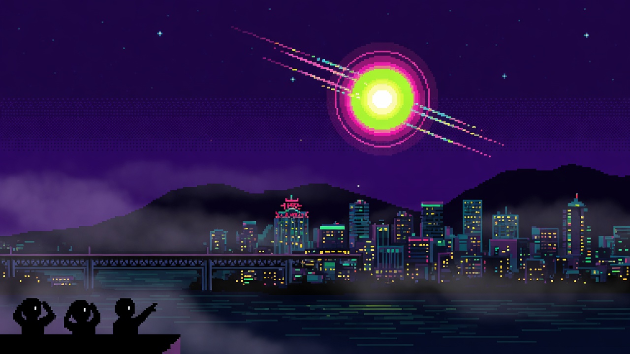 Glowing Orb Zigzags Silently Over Vancouver Skyline