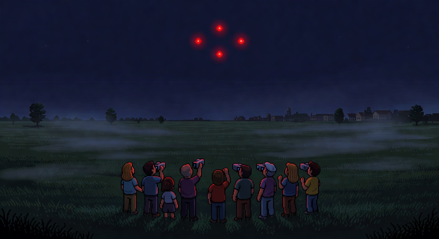 Hundreds Watch Red Lights Form Triangle Over Tinley Park Illinois