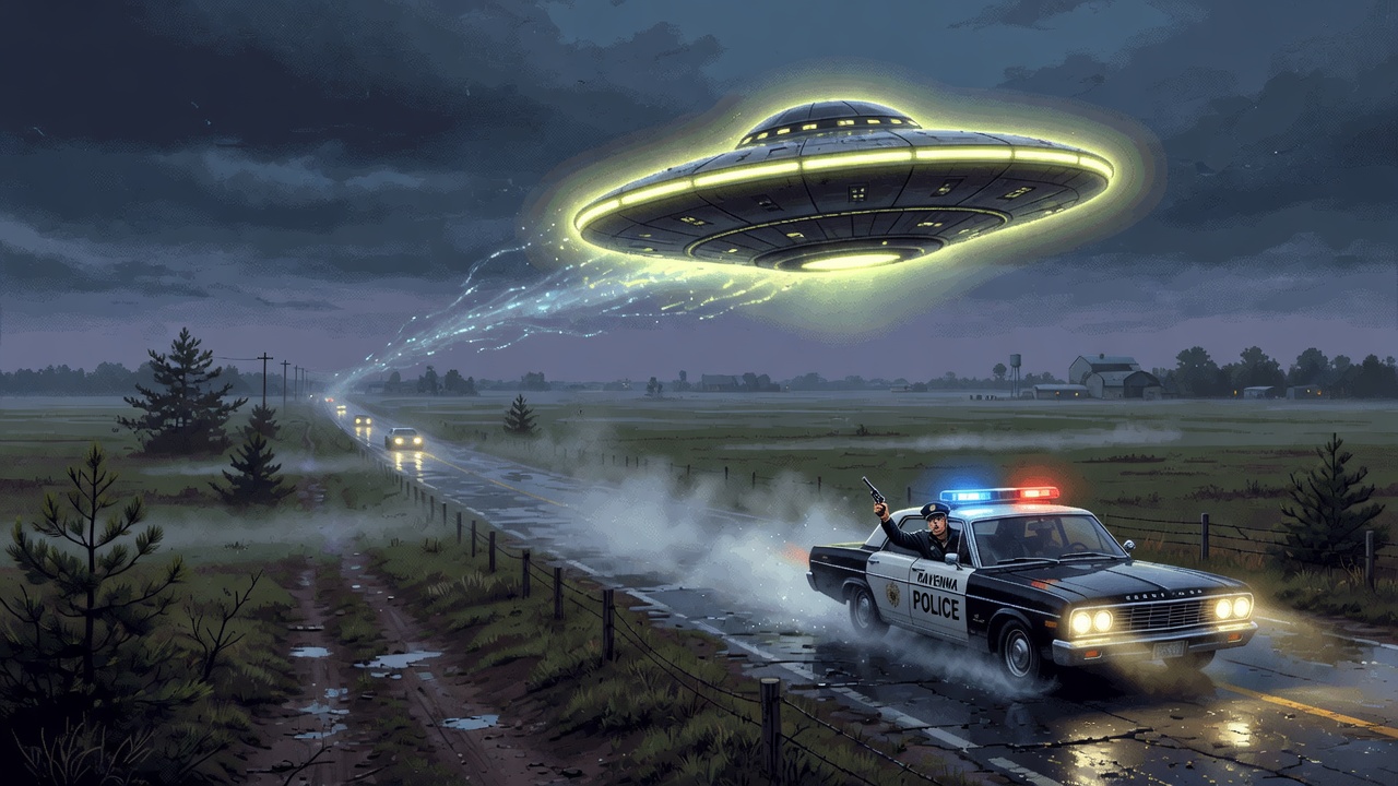 Officer Pursues Glowing Disc UFO Across Ohio Roads In 1966