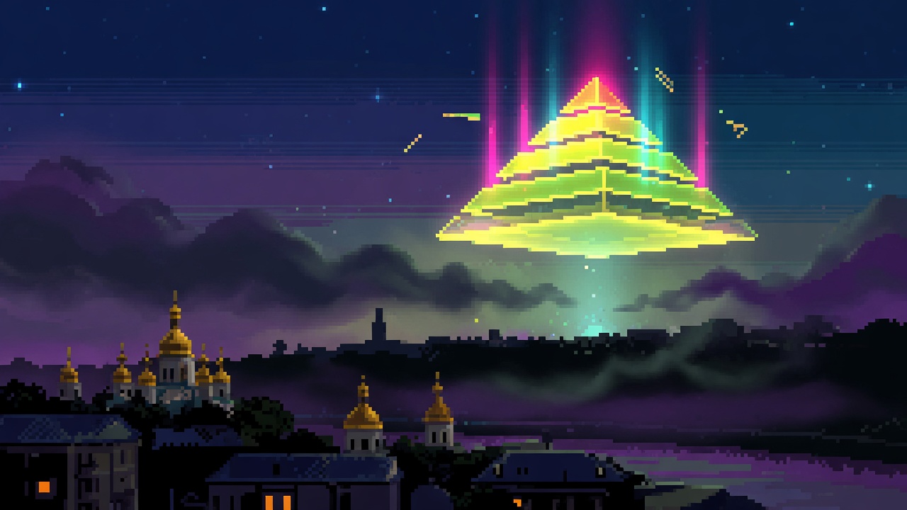 Pyramid Lights Form Mysterious Shape Over Kiev Sky