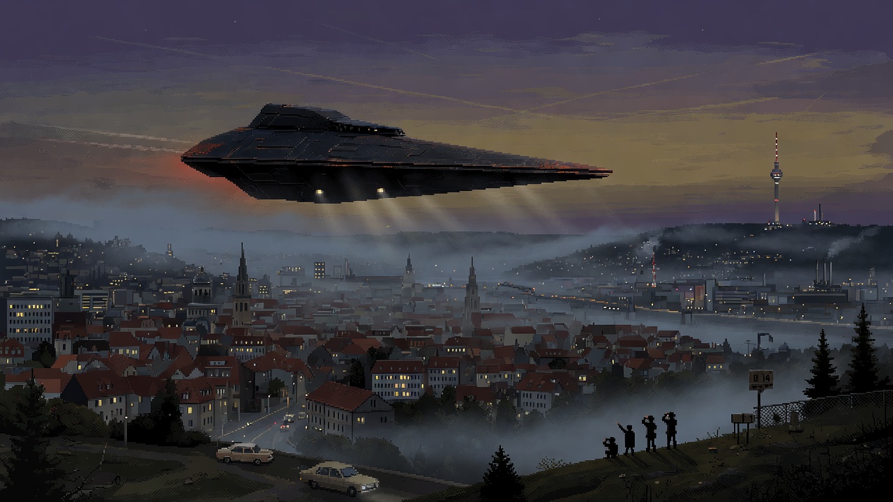 Triangular Craft Hovers Silently Over Stuttgart Germany in 1973